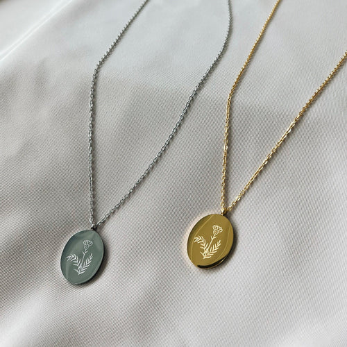 Birth Flower Medallion Necklace – January