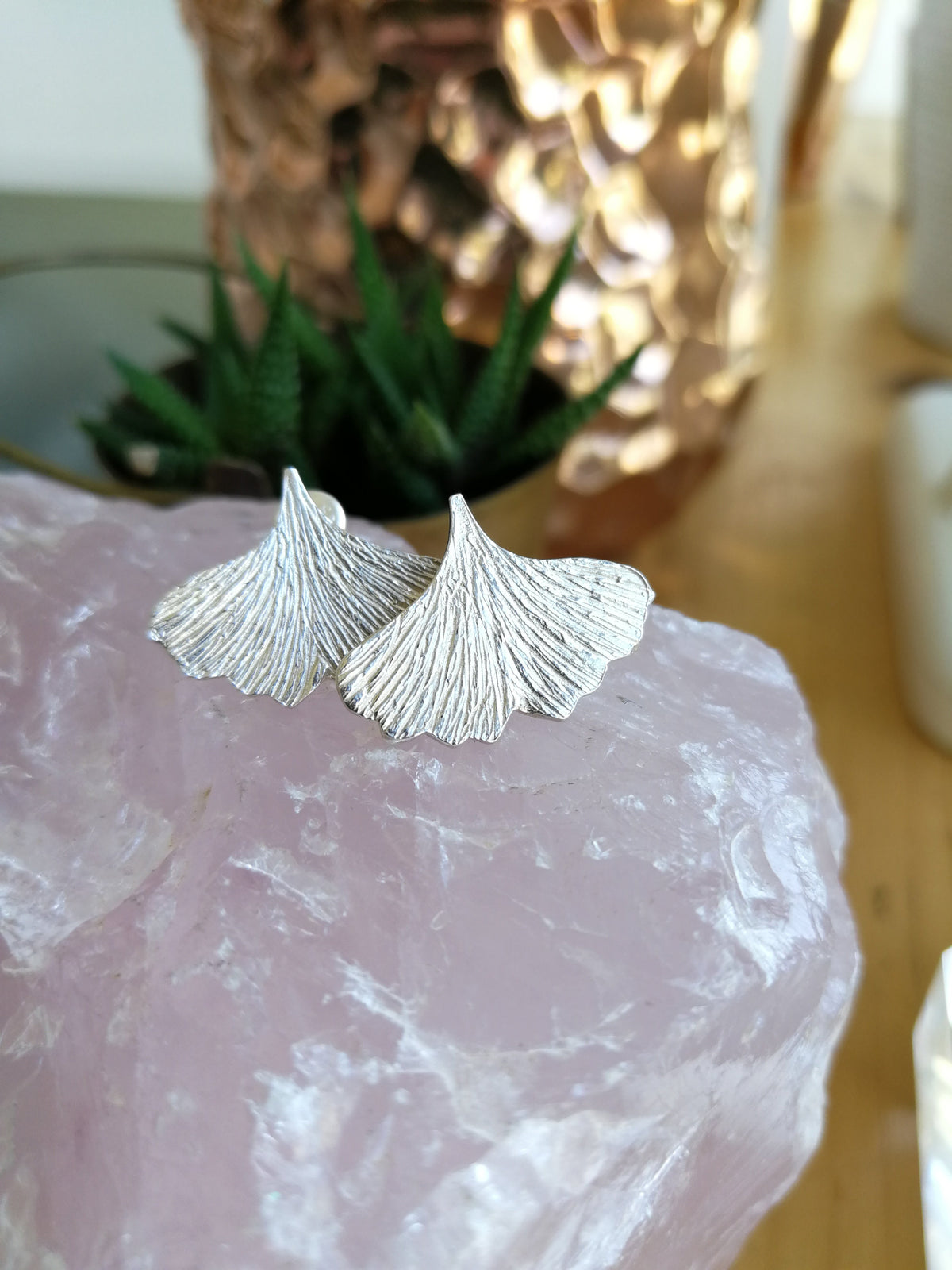 Ginkgo Stud Earrings – Medium (Solid Gold or Sterling Silver)