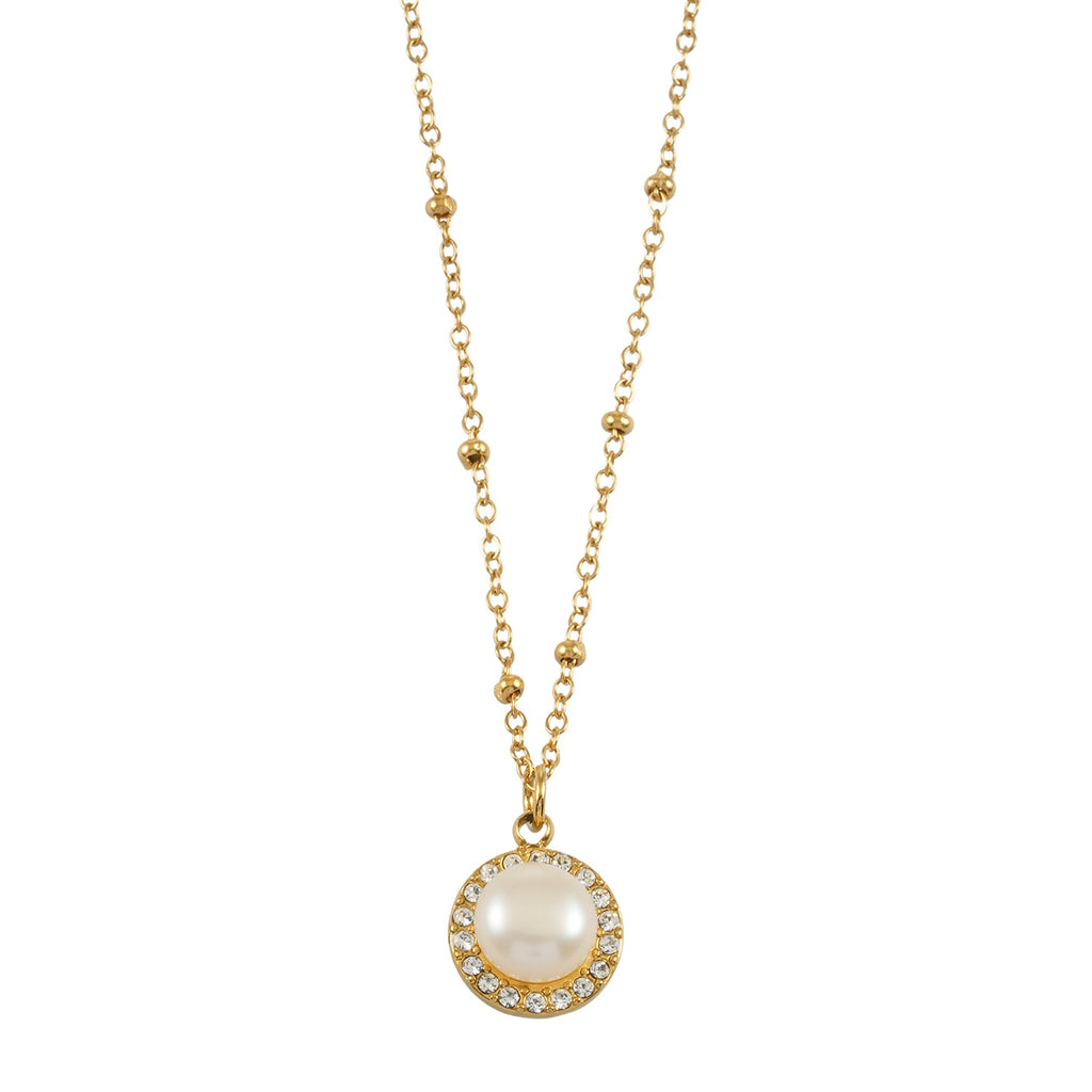 Pearl & Pavé Pendant Necklace