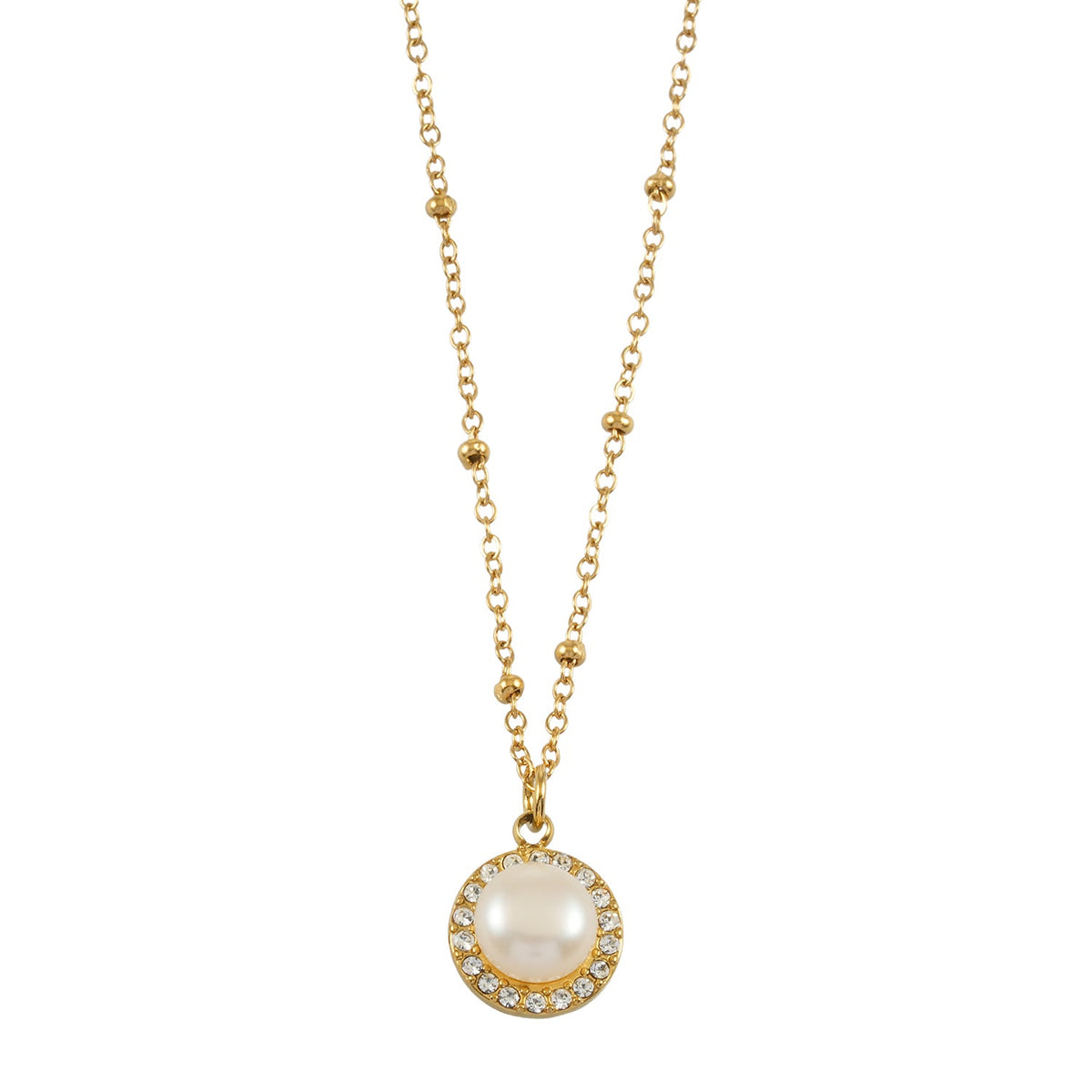 Pearl & Pavé Pendant Necklace