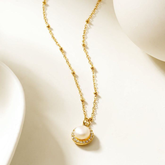 Pearl & Pavé Pendant Necklace