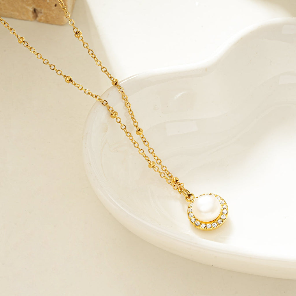 Pearl & Pavé Pendant Necklace