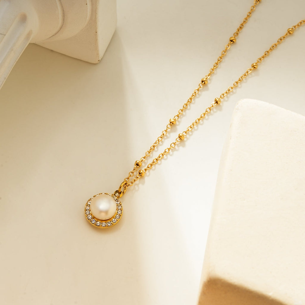 Pearl & Pavé Pendant Necklace