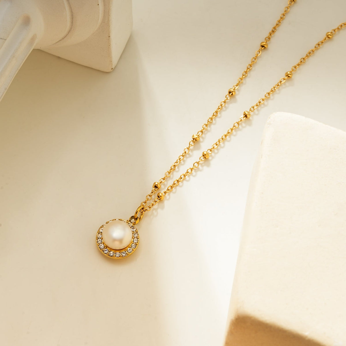 Pearl & Pavé Pendant Necklace