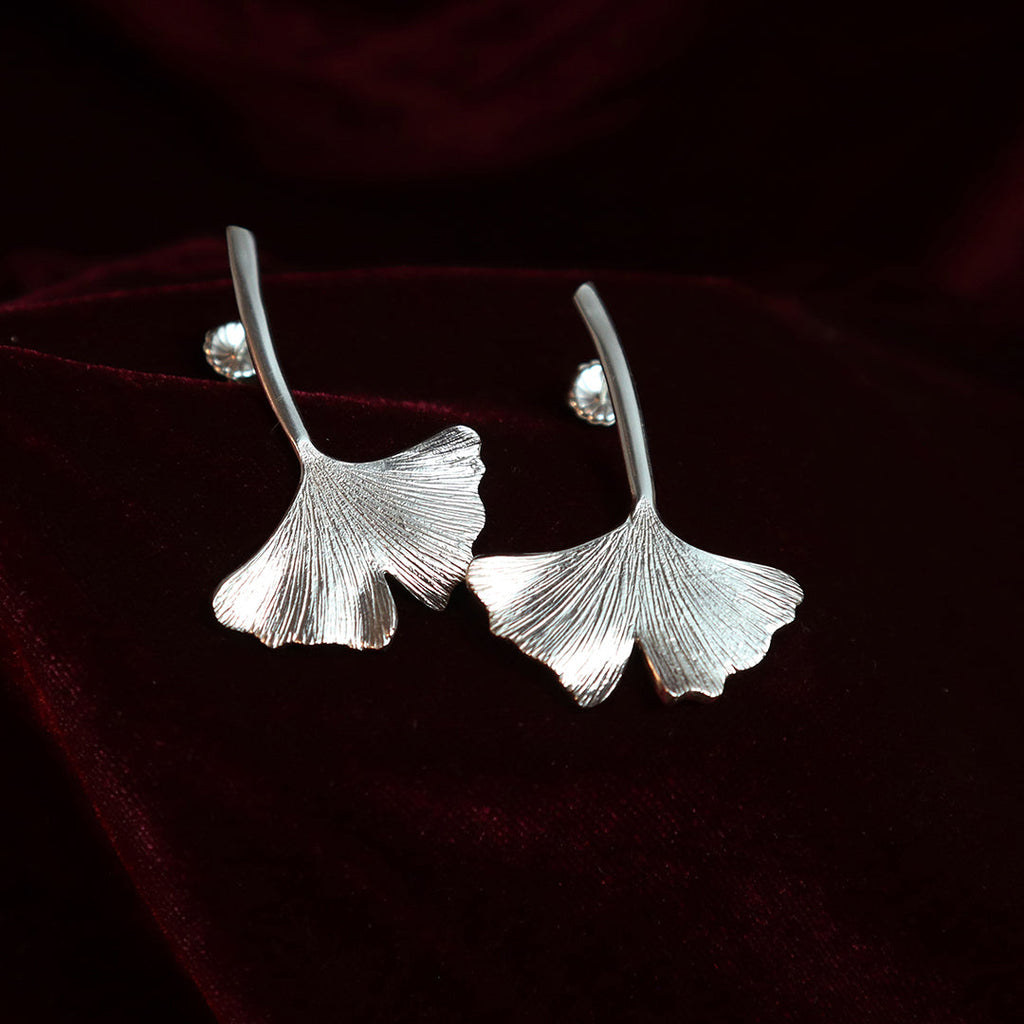 Ginkgo Drop Earrings – Large (Solid Gold or Sterling Silver)