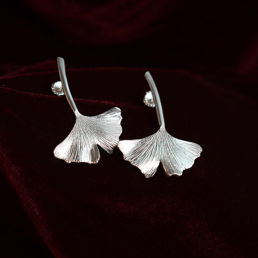 Ginkgo Drop Earrings – Large (Solid Gold or Sterling Silver)