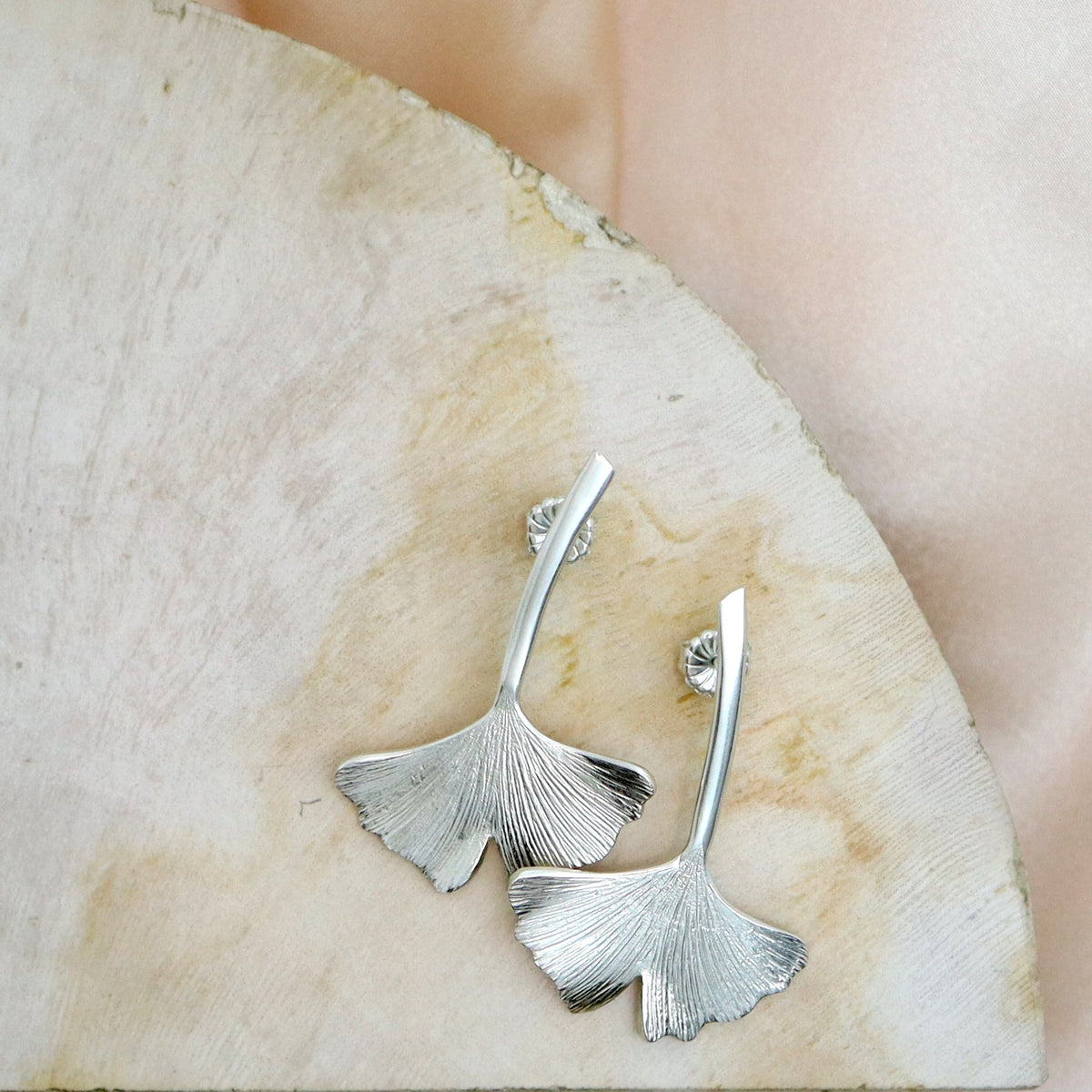 Ginkgo Drop Earrings – Large (Solid Gold or Sterling Silver)