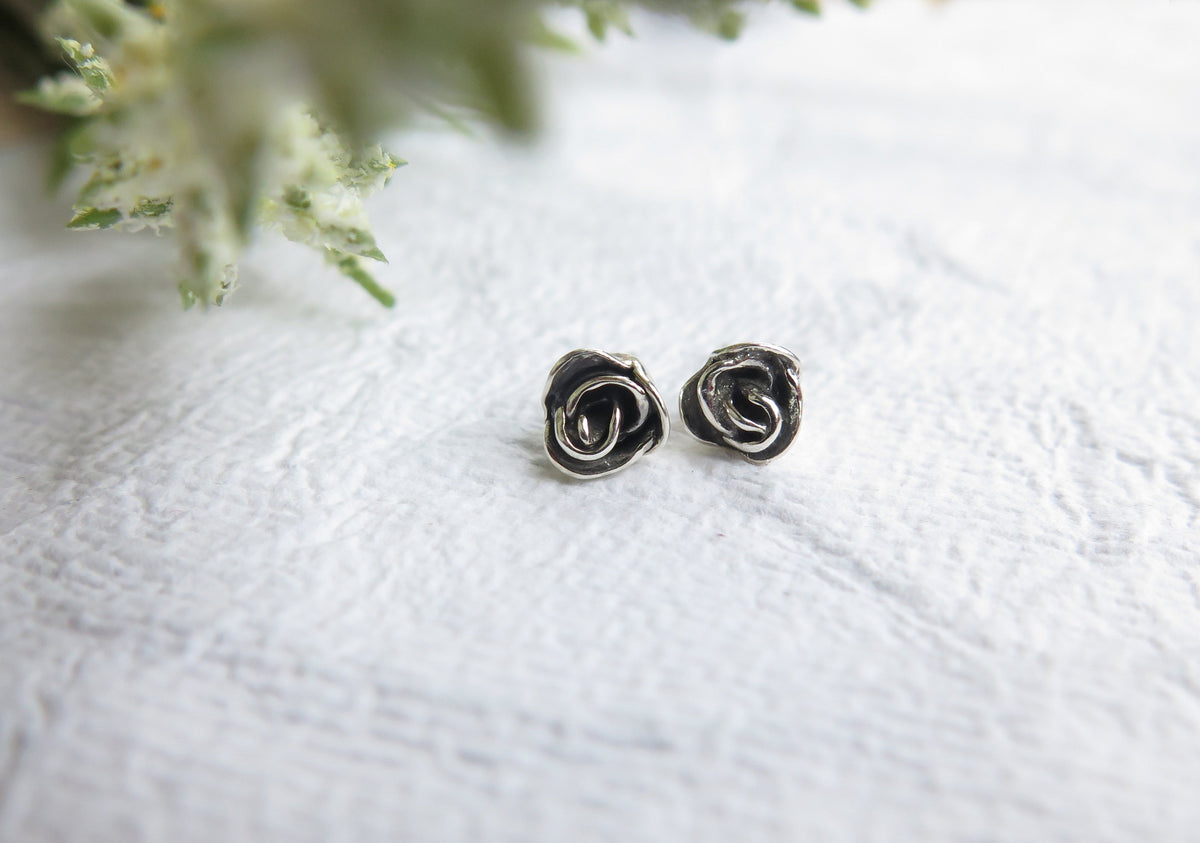 Classic Rose Stud Earrings (Solid Gold or Sterling Silver)