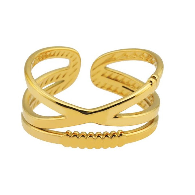 Miranda Crossover Stacked Gold Ring
