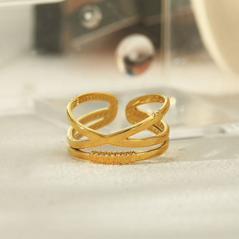 Miranda Crossover Stacked Gold Ring