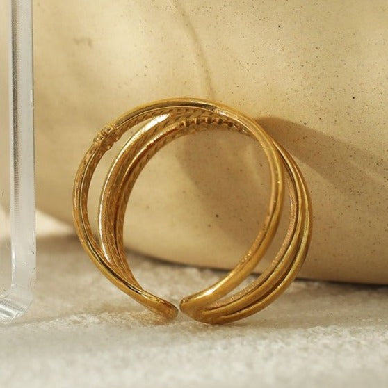 Miranda Crossover Stacked Gold Ring