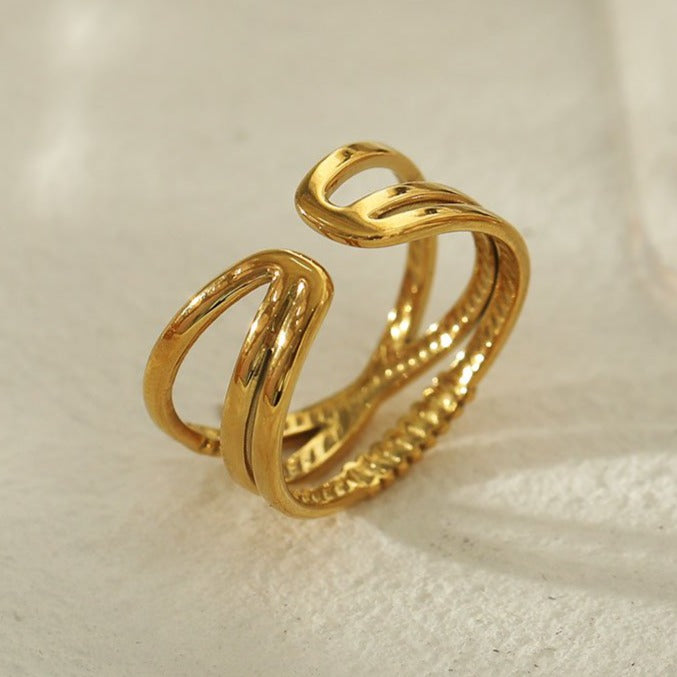 Miranda Crossover Stacked Gold Ring