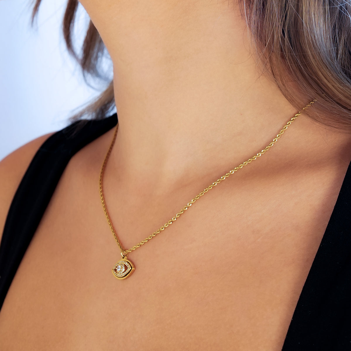 Pavé Evil Eye Chain Necklace