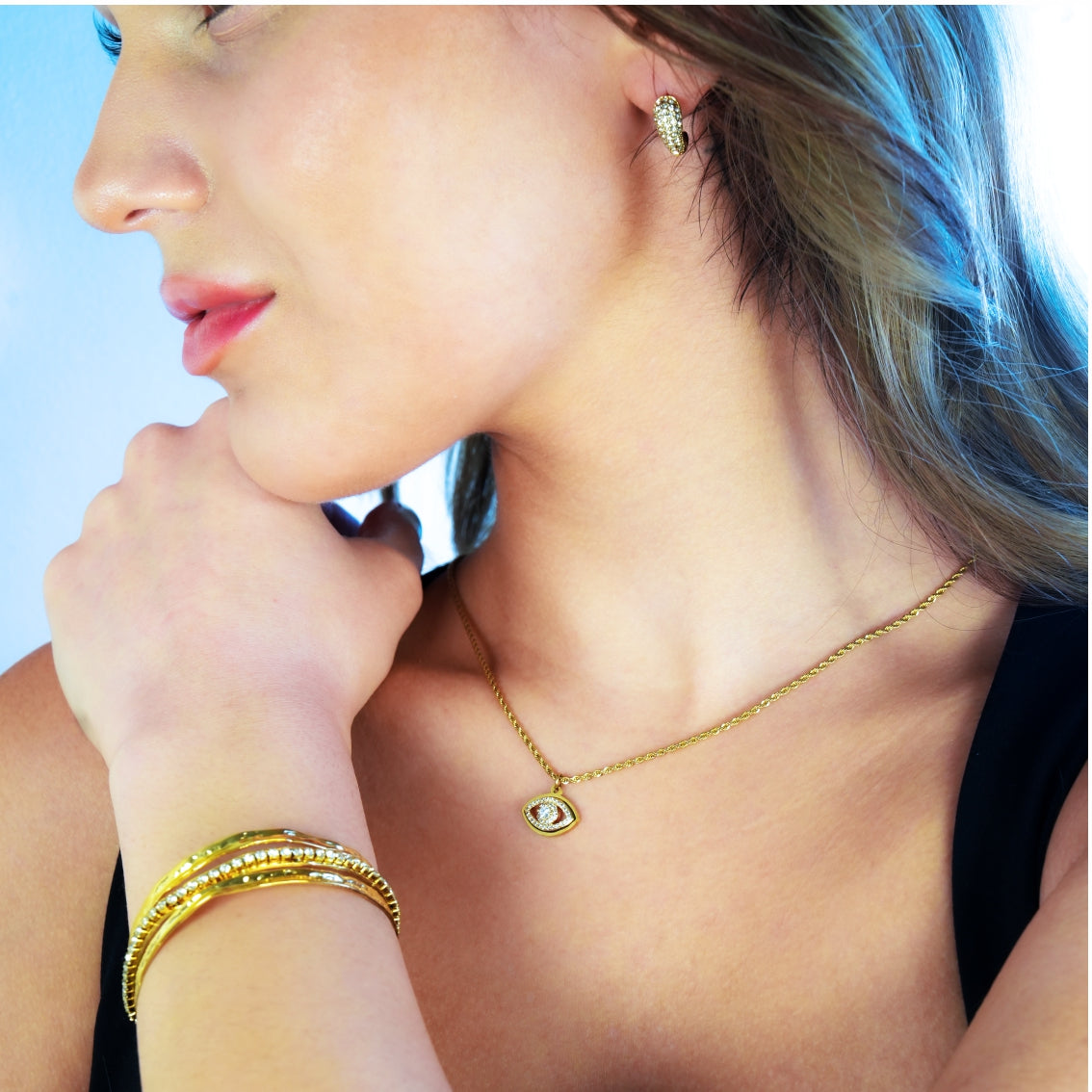 Pavé Evil Eye Chain Necklace