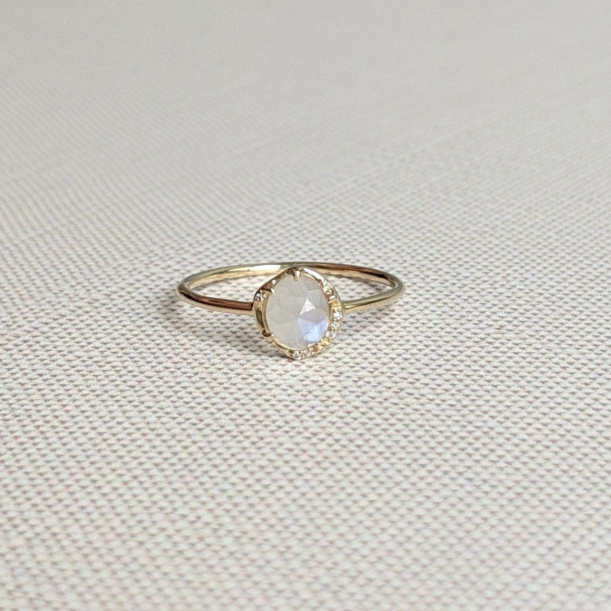 Moonstone Solitaire Ring in 14K Yellow Gold