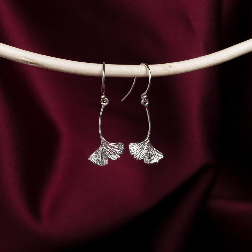 Ginkgo Dangle Earrings – Small (Solid Gold or Sterling Silver)