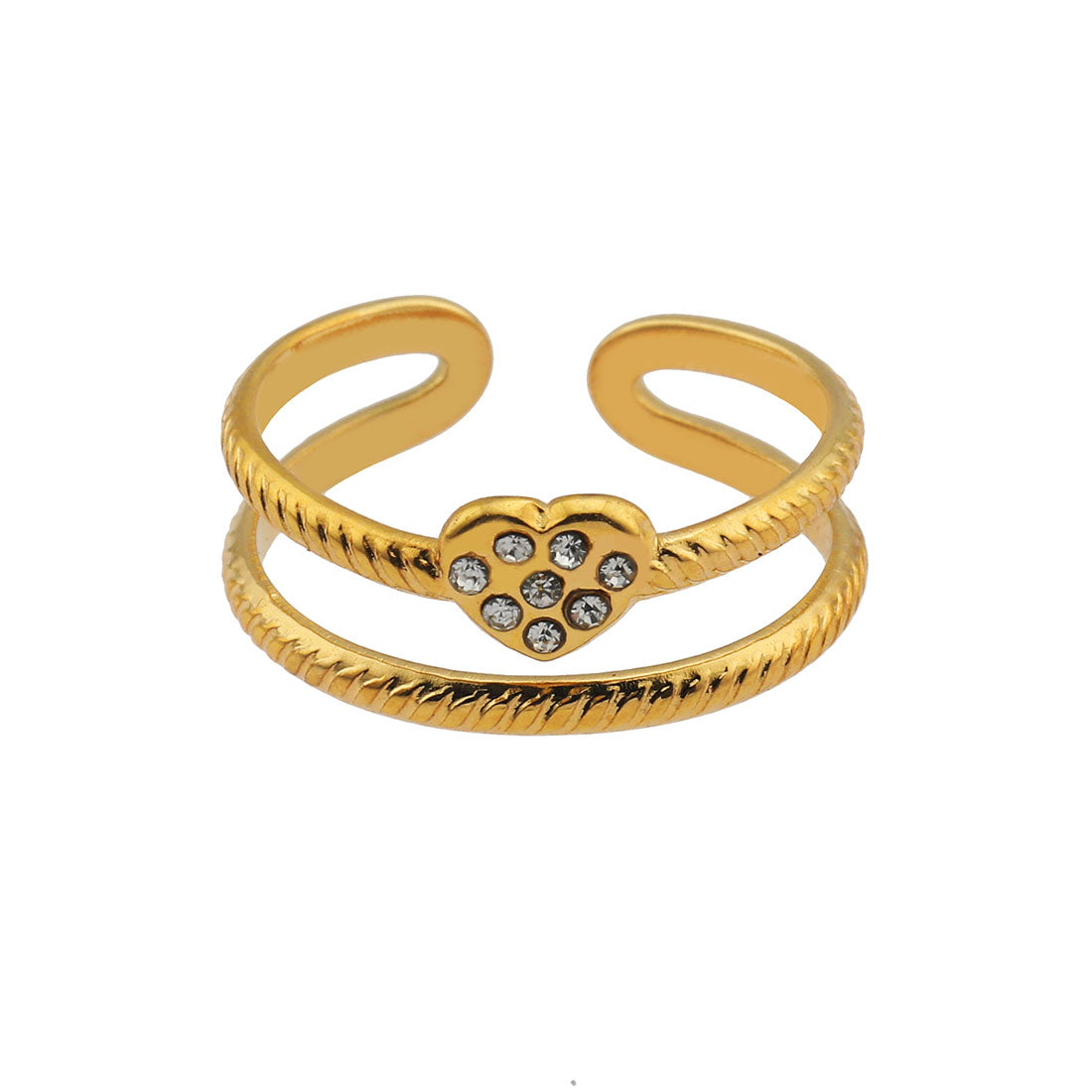 Renée Pavé Heart Gold Ring