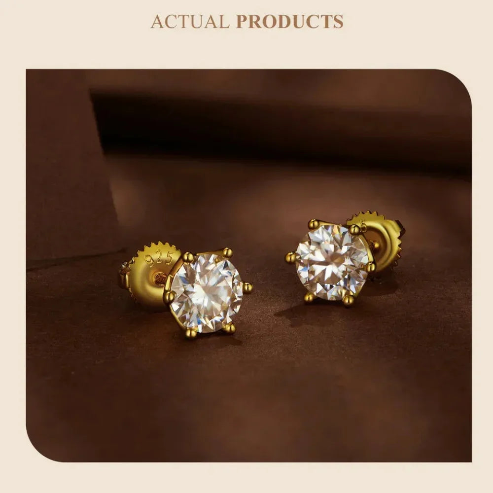 Radiant Moissanite Studs – Gold-Plated Sterling Silver