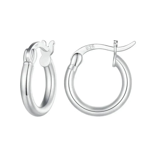 14K White Gold Plated 925 Sterling Silver Hoop Earrings | Hypoallergenic 24mm Hoops