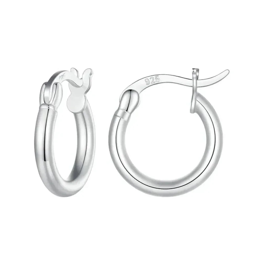 14K White Gold Plated 925 Sterling Silver Hoop Earrings | Hypoallergenic 24mm Hoops