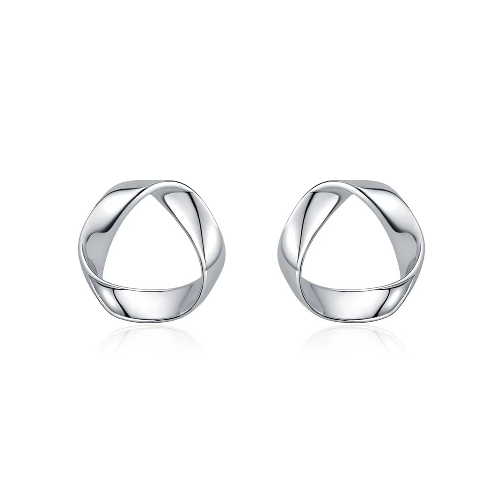 925 Sterling Silver Minimalist Wavy Stud Earrings - Women Fine Jewelry