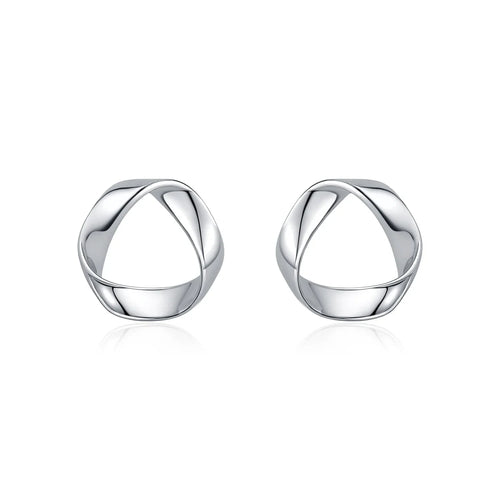 925 Sterling Silver Minimalist Wavy Stud Earrings - Women Fine Jewelry
