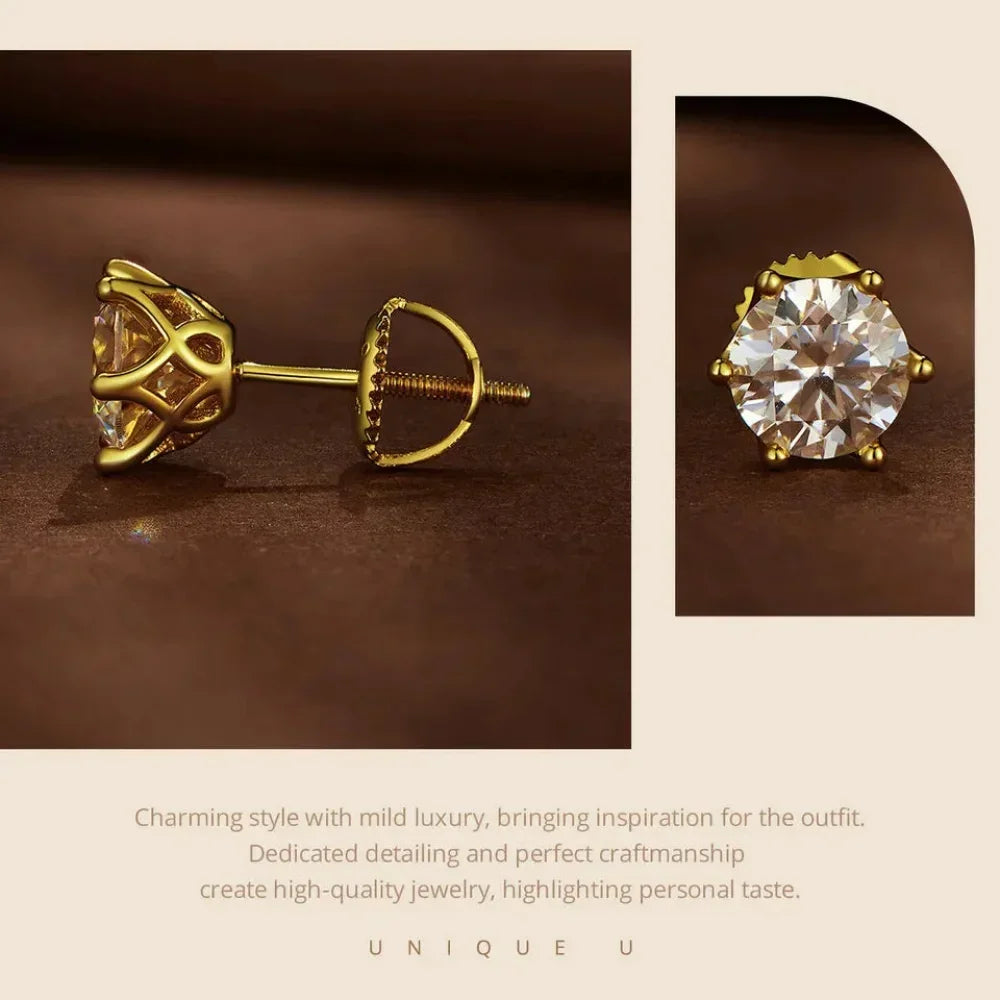 Radiant Moissanite Studs – Gold-Plated Sterling Silver
