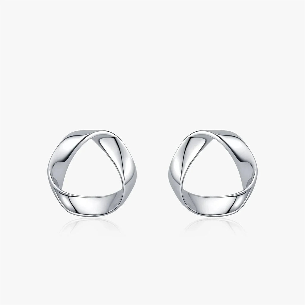 925 Sterling Silver Minimalist Wavy Stud Earrings - Women Fine Jewelry