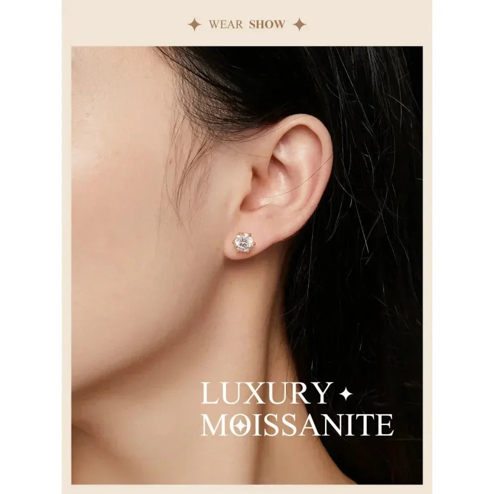 Radiant Moissanite Studs – Gold-Plated Sterling Silver