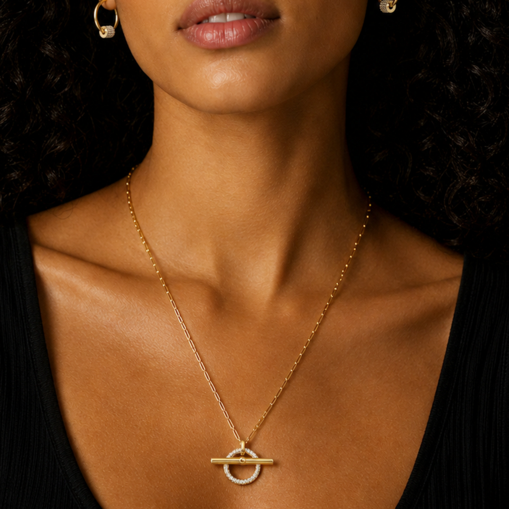 Pavé Halo Toggle Necklace