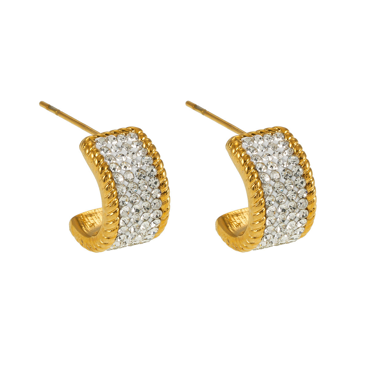 Ornate Pavé Huggie Earrings