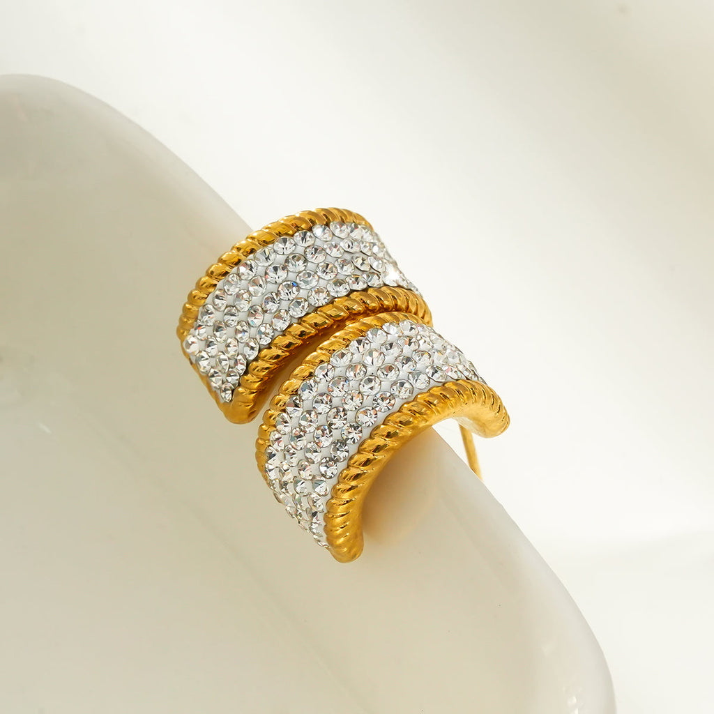 Ornate Pavé Huggie Earrings