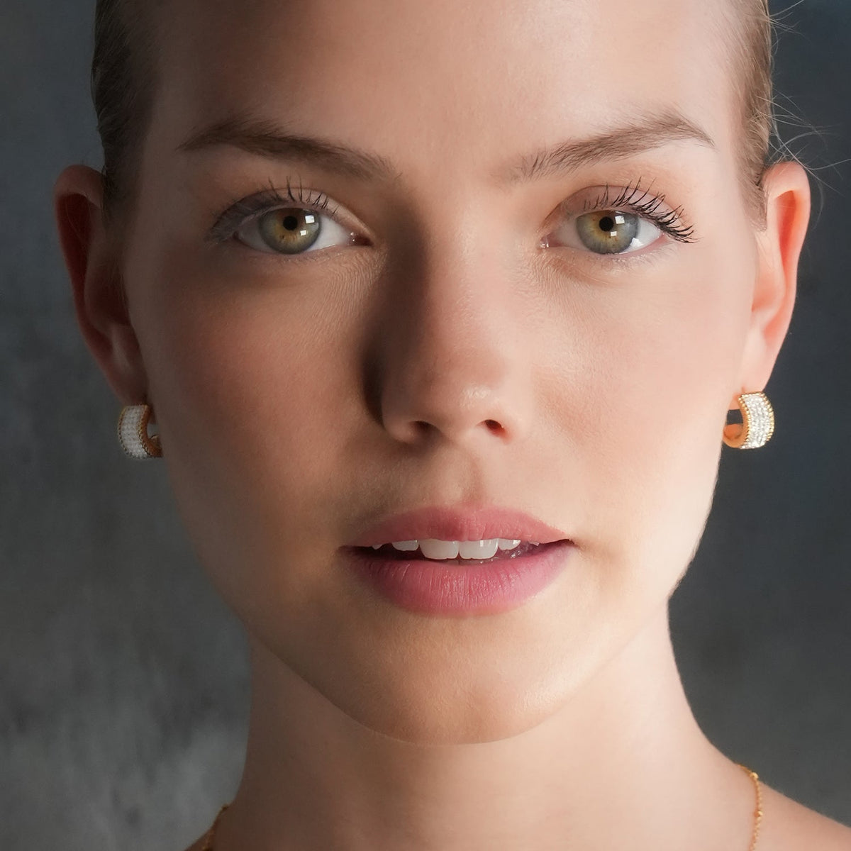 Ornate Pavé Huggie Earrings