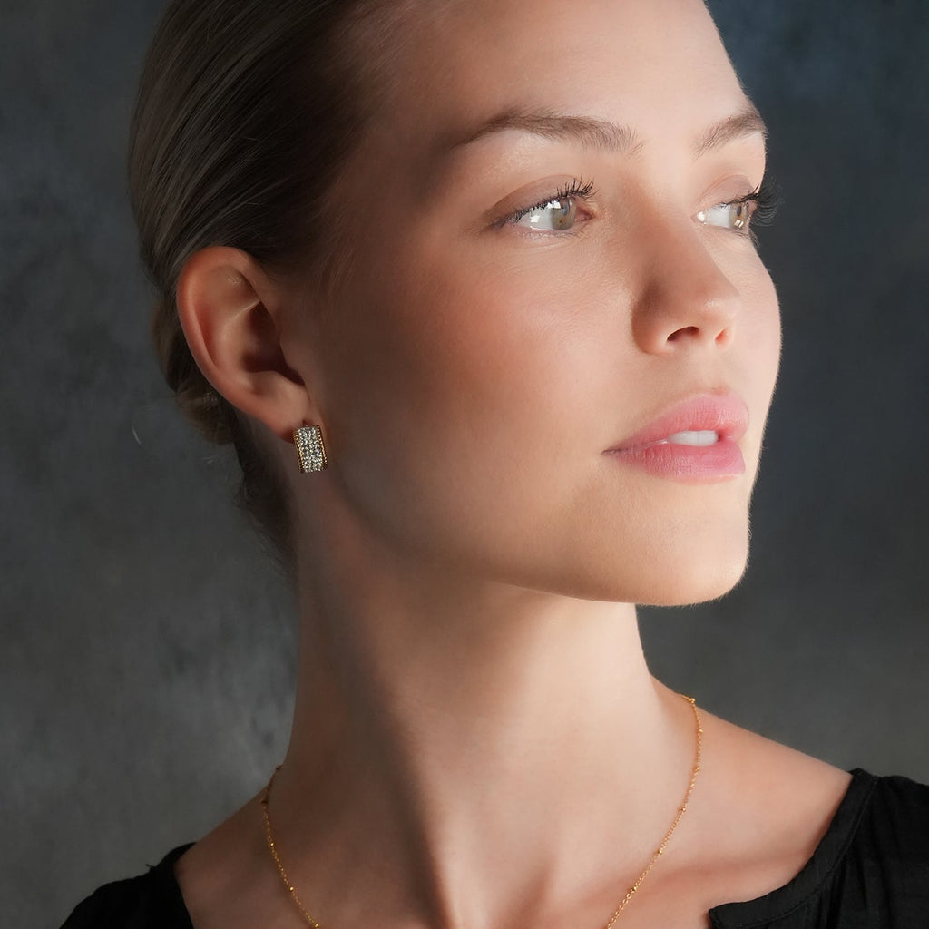 Ornate Pavé Huggie Earrings
