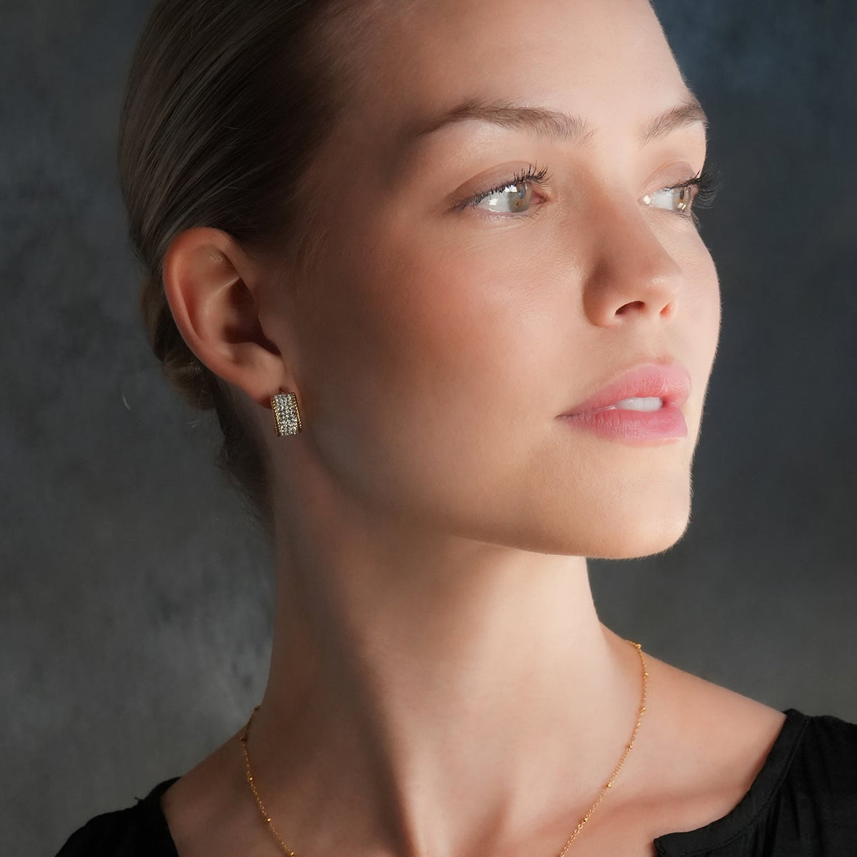 Ornate Pavé Huggie Earrings