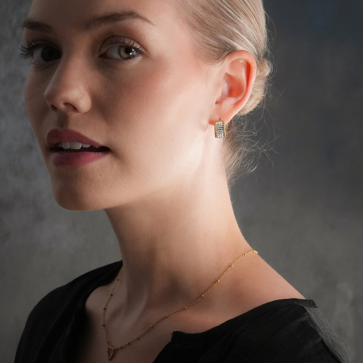 Ornate Pavé Huggie Earrings