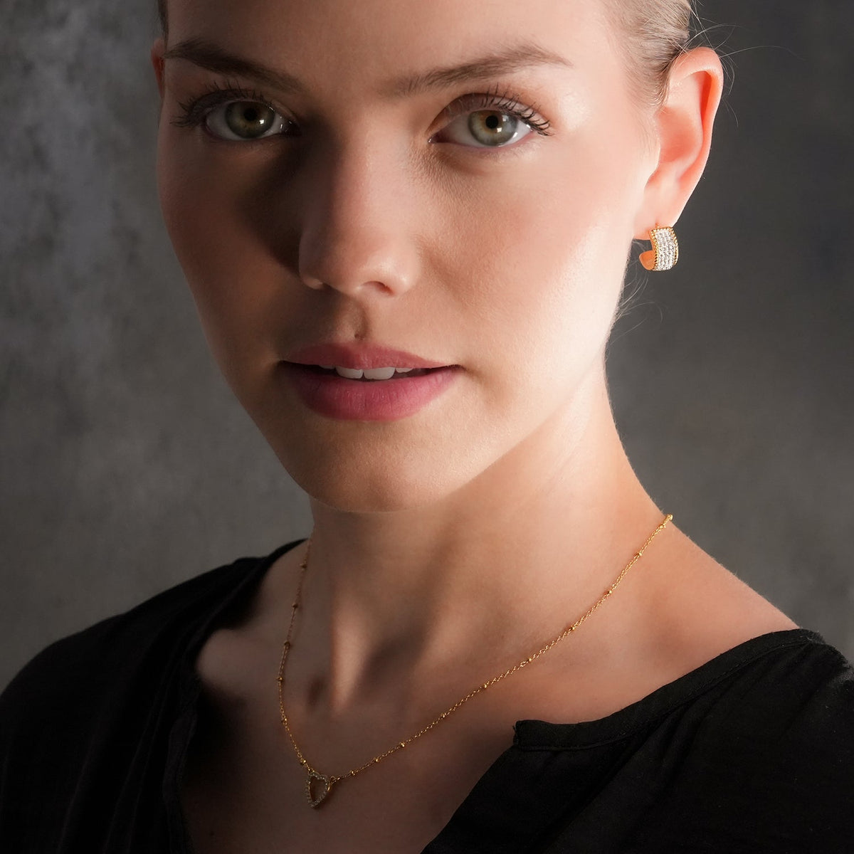 Ornate Pavé Huggie Earrings