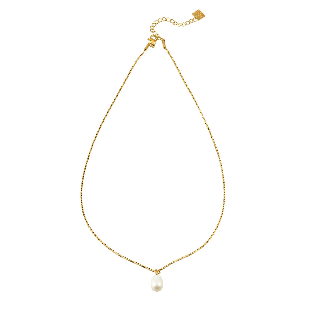 Freshwater Pearl Box Chain Necklace