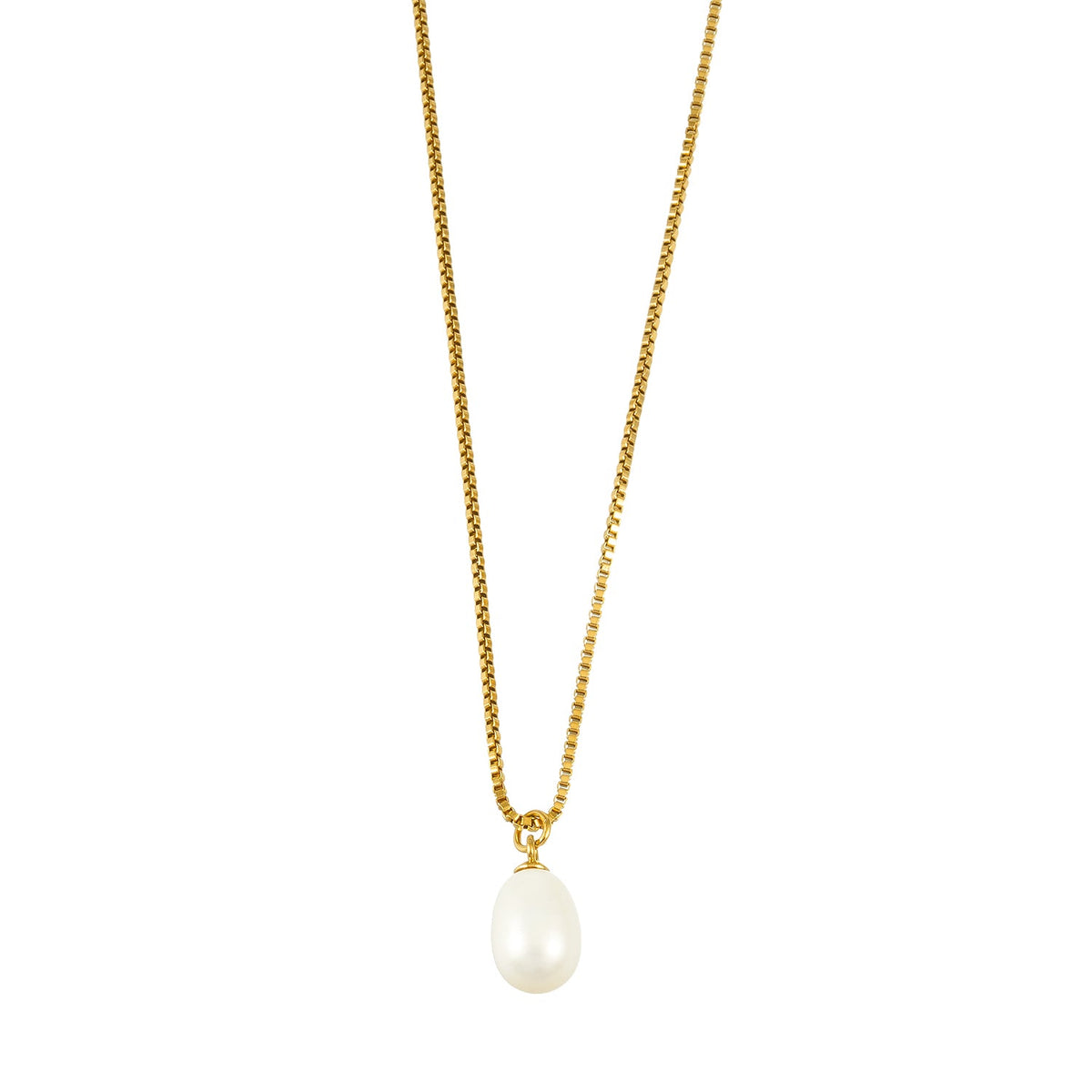 Freshwater Pearl Box Chain Necklace