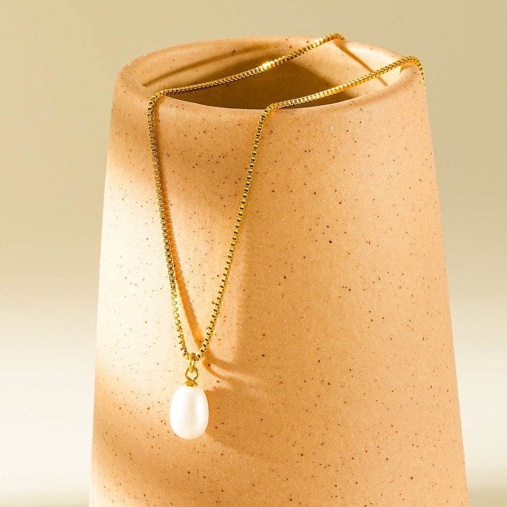 Freshwater Pearl Box Chain Necklace