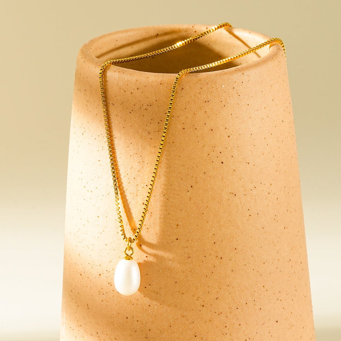 Freshwater Pearl Box Chain Necklace