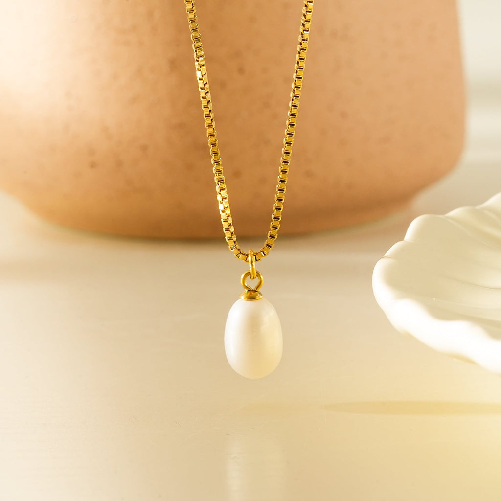 Freshwater Pearl Box Chain Necklace