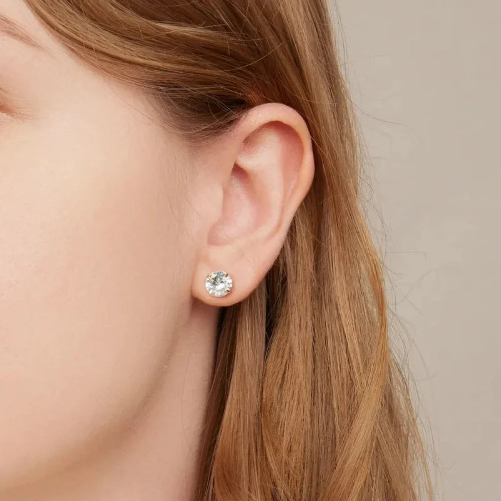 Cz Stud Earrings - 925 Sterling Silver Platinum Plated - Round Cubic Zirconia Hypoallergenic Earrings 4Mm 5Mm 6Mm 7Mm Bse166