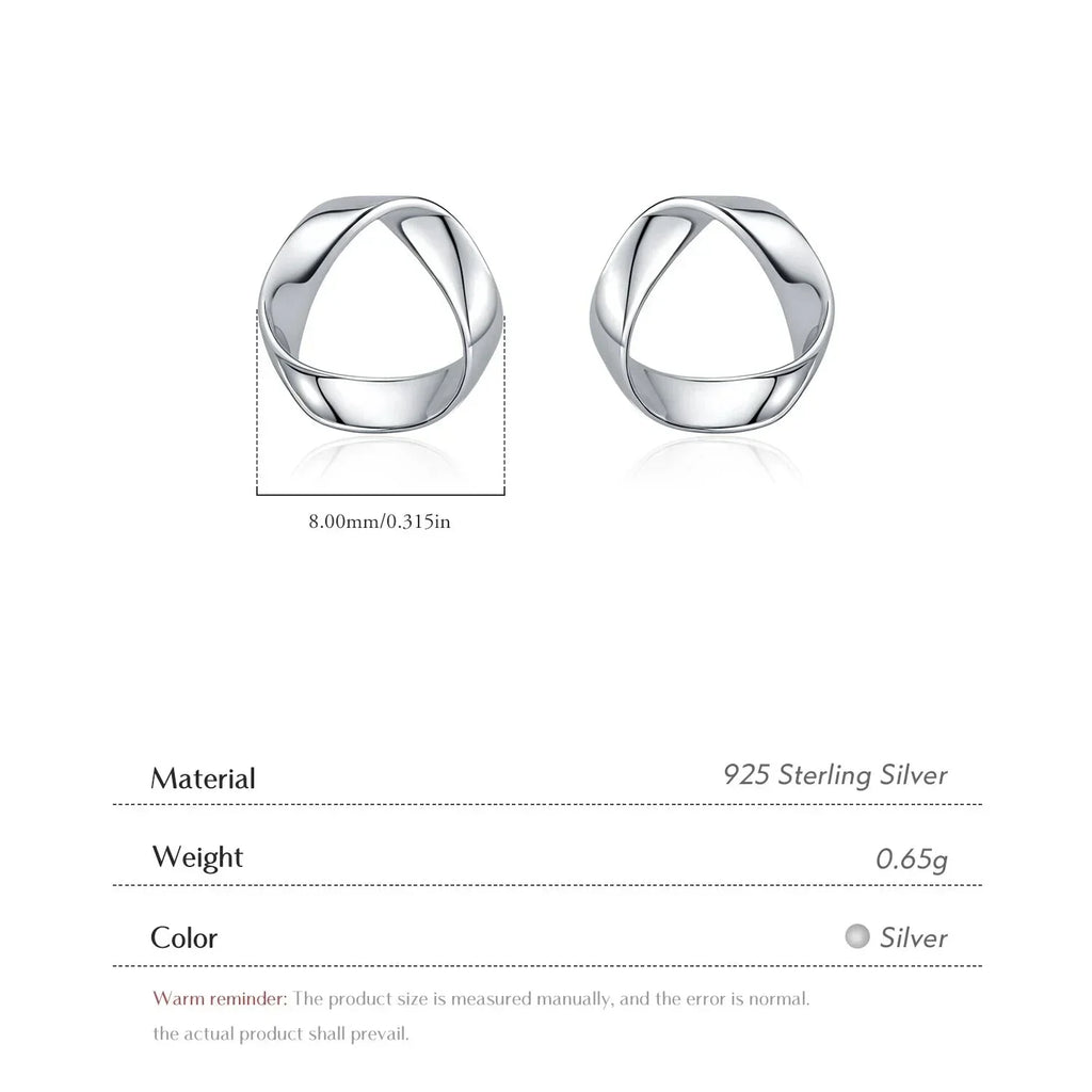 925 Sterling Silver Minimalist Wavy Stud Earrings - Women Fine Jewelry