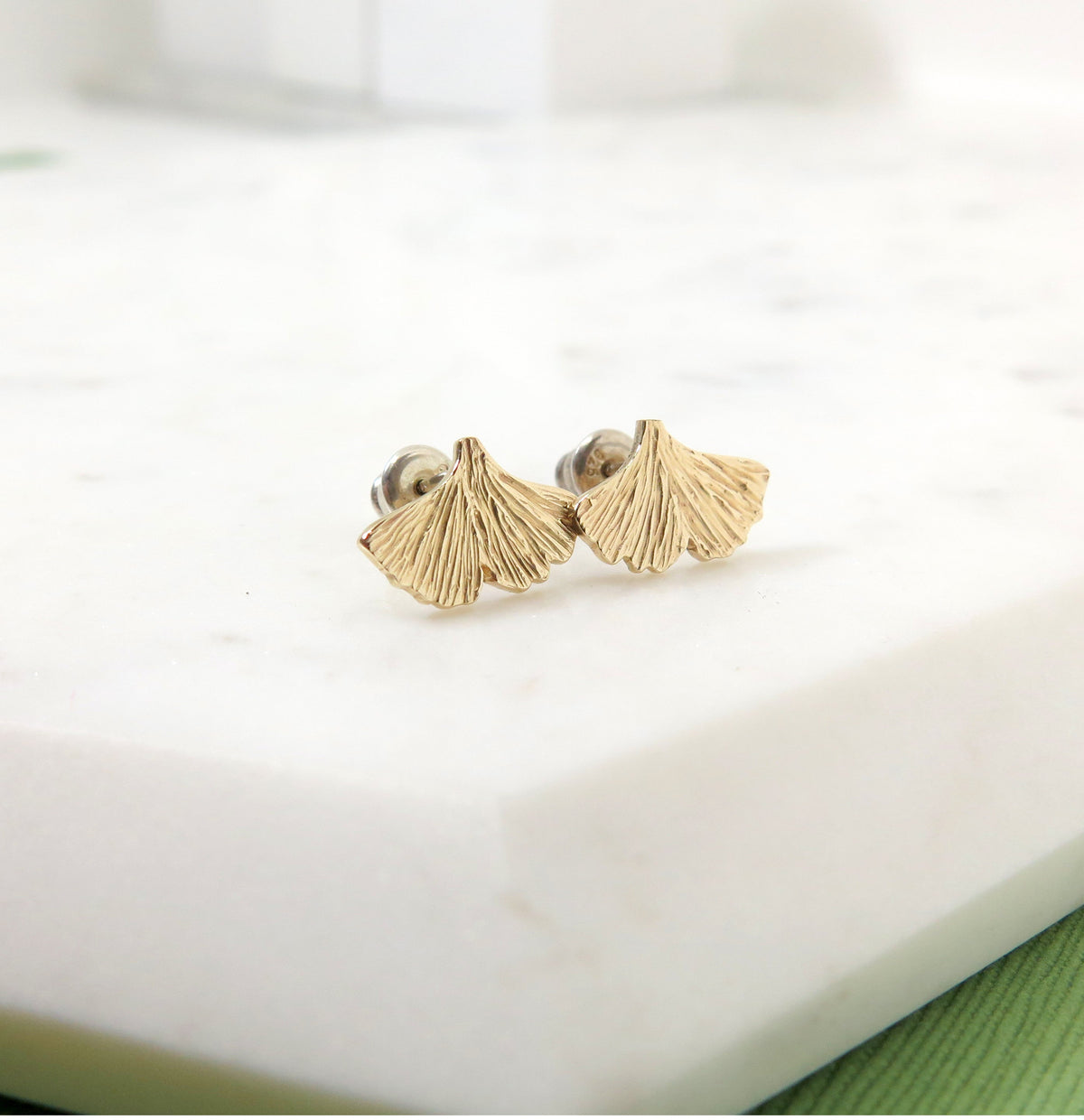 Ginkgo Stud Earrings – Small (Solid Gold or Sterling Silver)