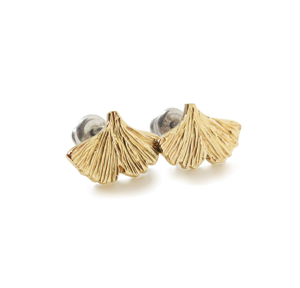 Ginkgo Stud Earrings – Small (Solid Gold or Sterling Silver)