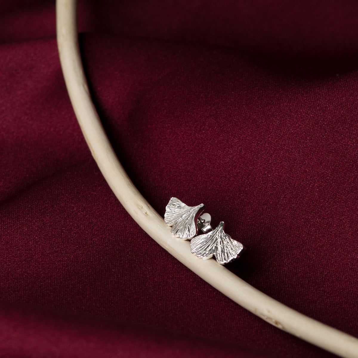 Ginkgo Stud Earrings – Small (Solid Gold or Sterling Silver)