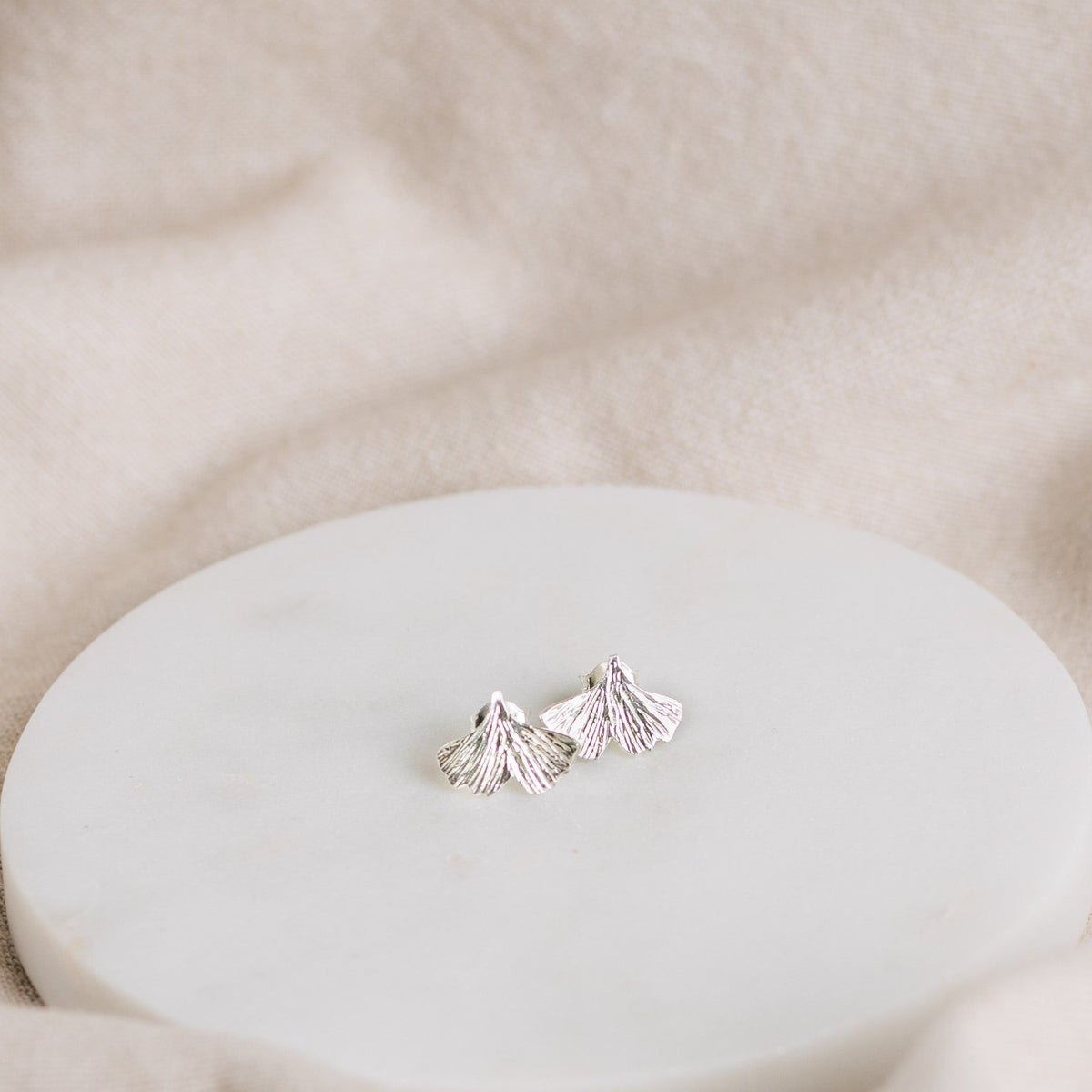 Ginkgo Stud Earrings – Small (Solid Gold or Sterling Silver)