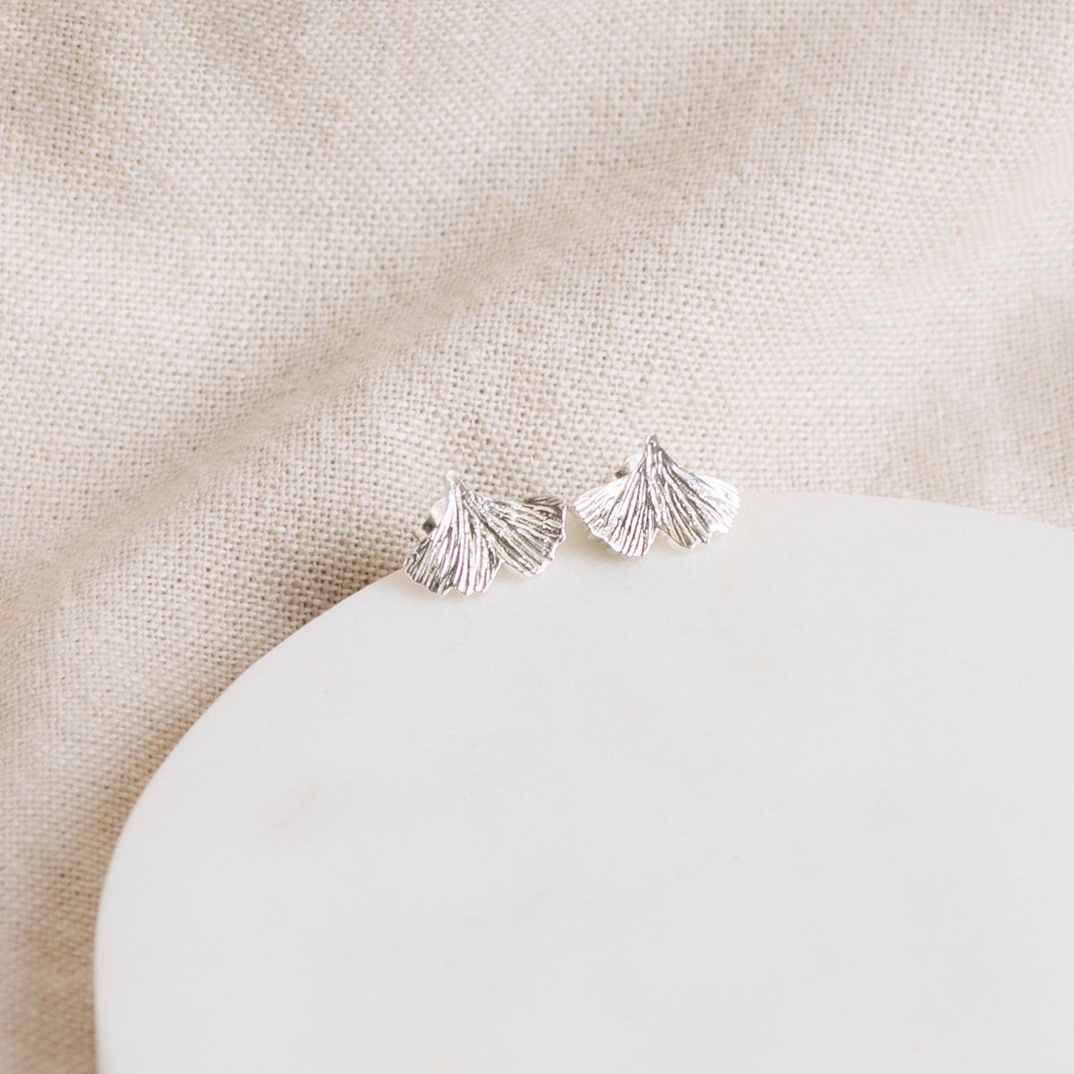 Ginkgo Stud Earrings – Small (Solid Gold or Sterling Silver)