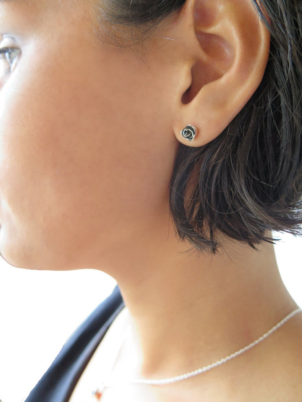 Classic Rose Stud Earrings (Solid Gold or Sterling Silver)